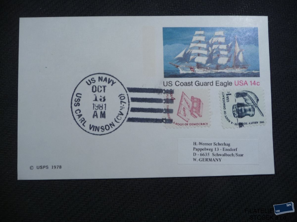 Lodní pošta celistvosti - USA - USS Carl Vinson