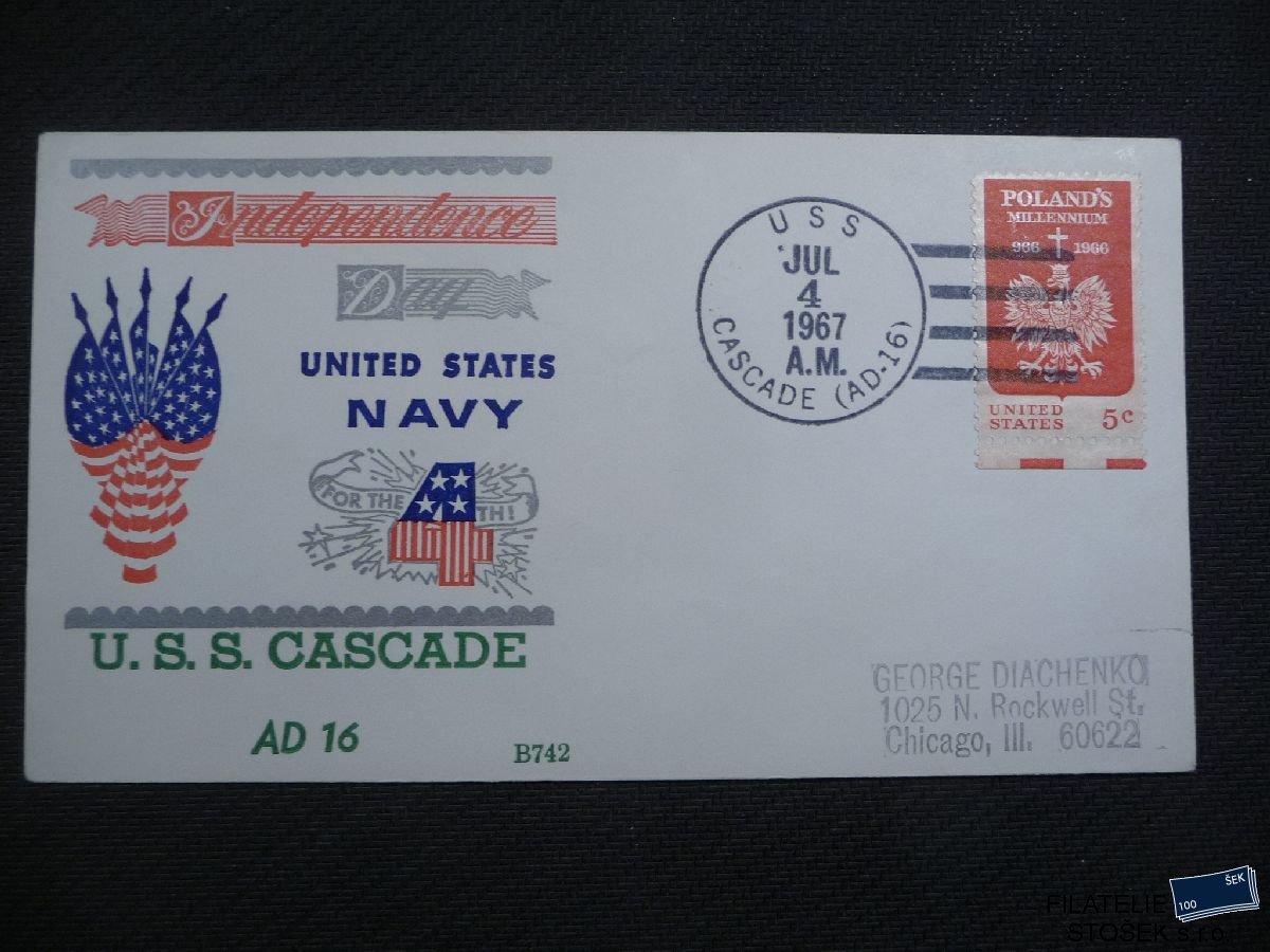Lodní pošta celistvosti - USA - USS Cascade