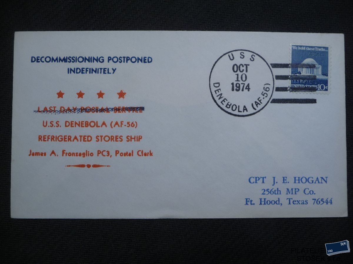 Lodní pošta celistvosti - USA - USS Denebola