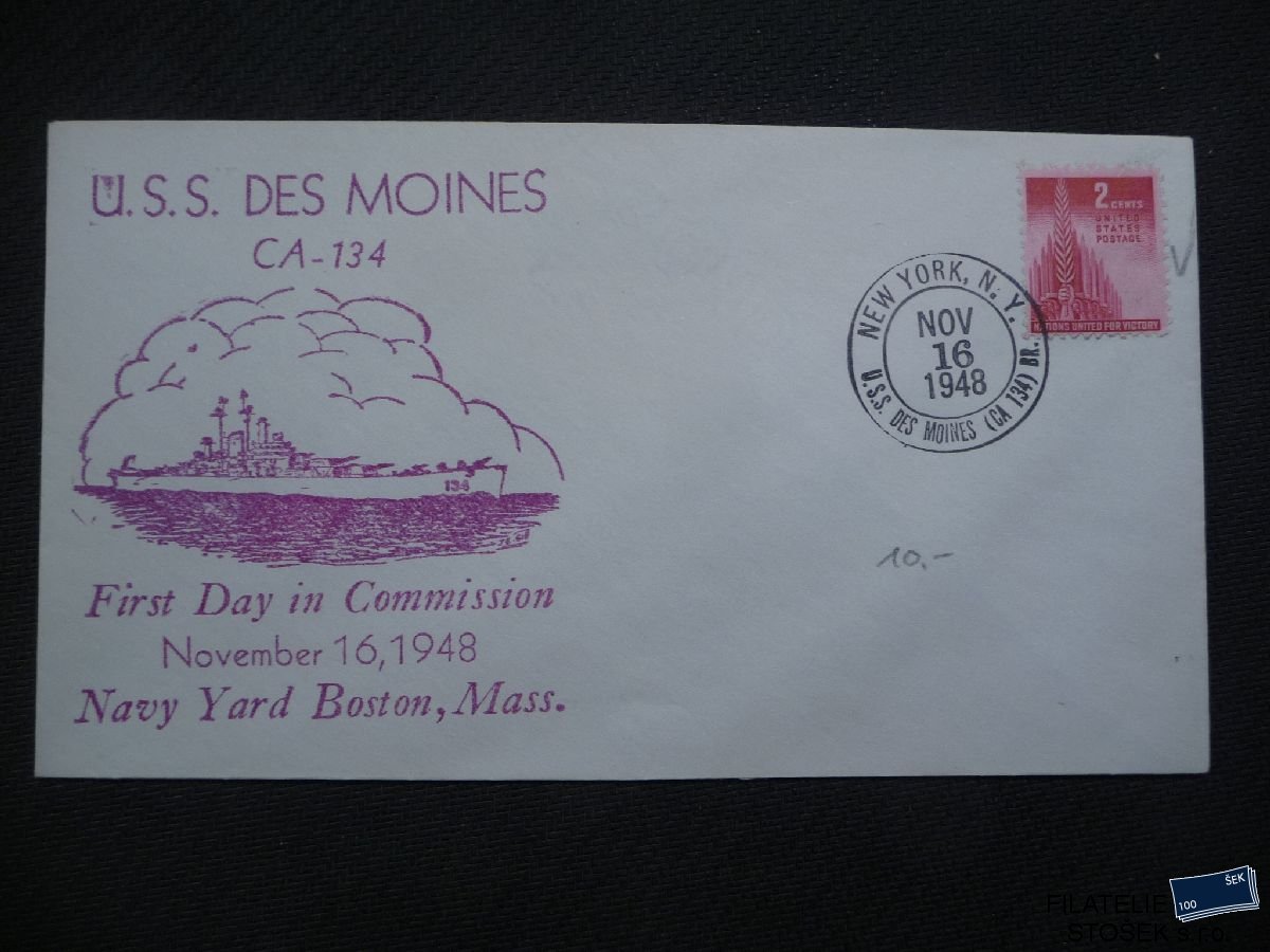 Lodní pošta celistvosti - USA - USS Des Moines