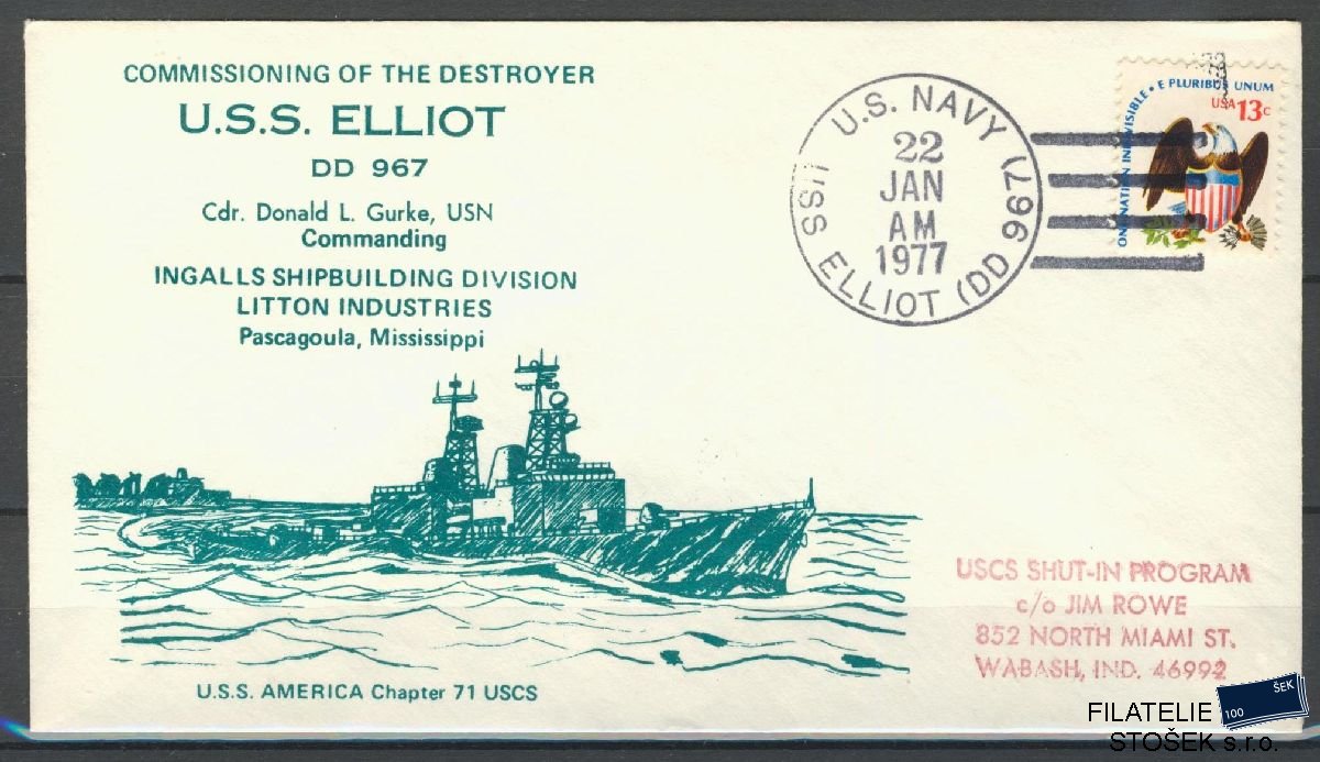 Lodní pošta celistvosti - USA - USS Elliot