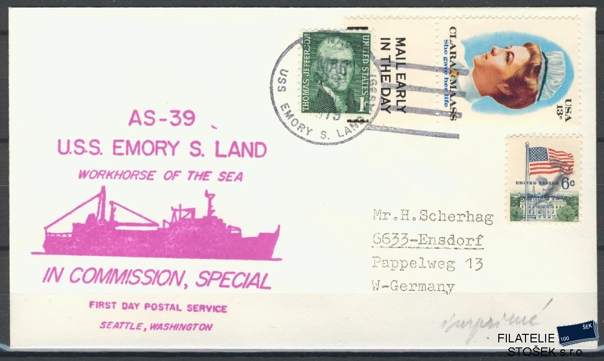 Lodní pošta celistvosti - USA - USS Emory S. Land