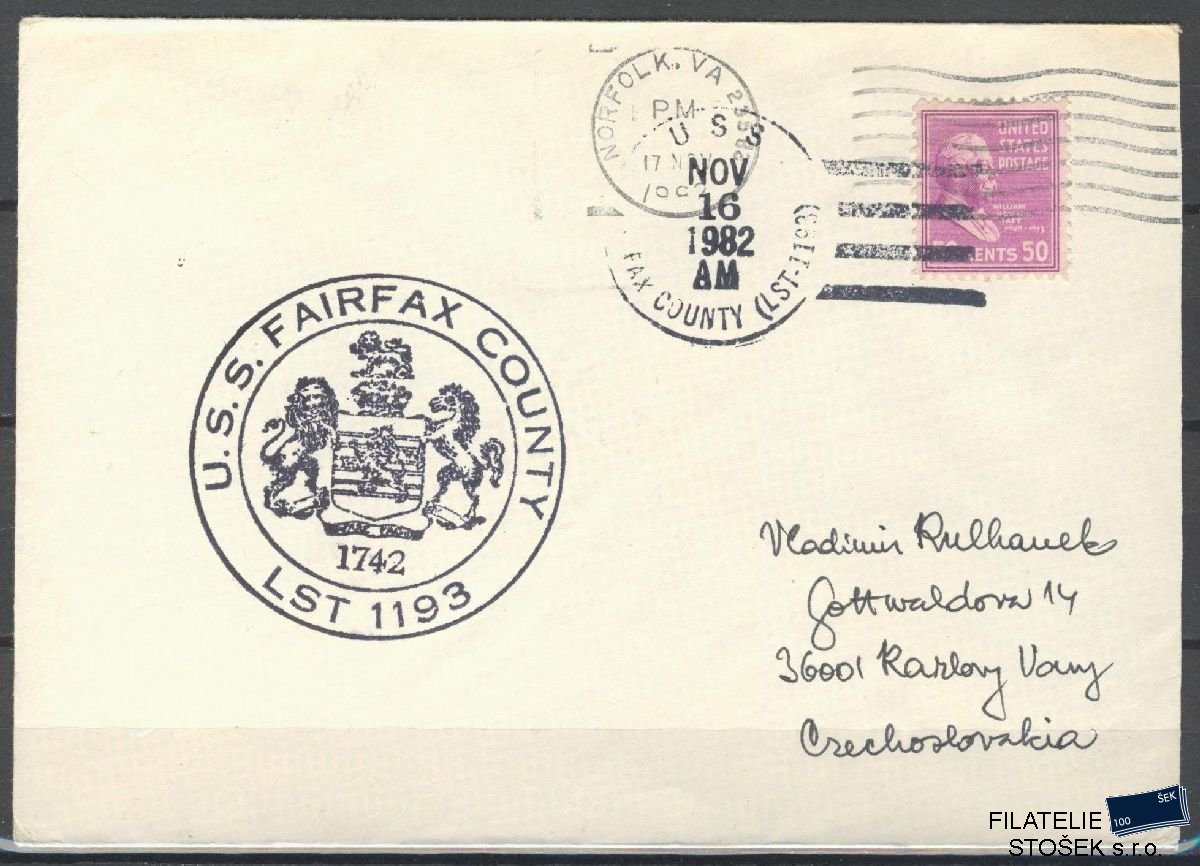 Lodní pošta celistvosti - USA - USS Fairfax County