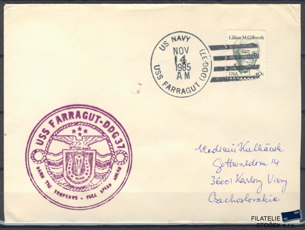 Lodní pošta celistvosti - USA - USS Farragut
