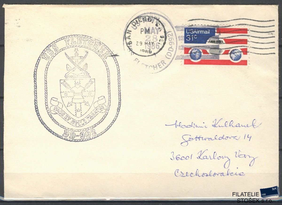 Lodní pošta celistvosti - USA - USS Fletcher