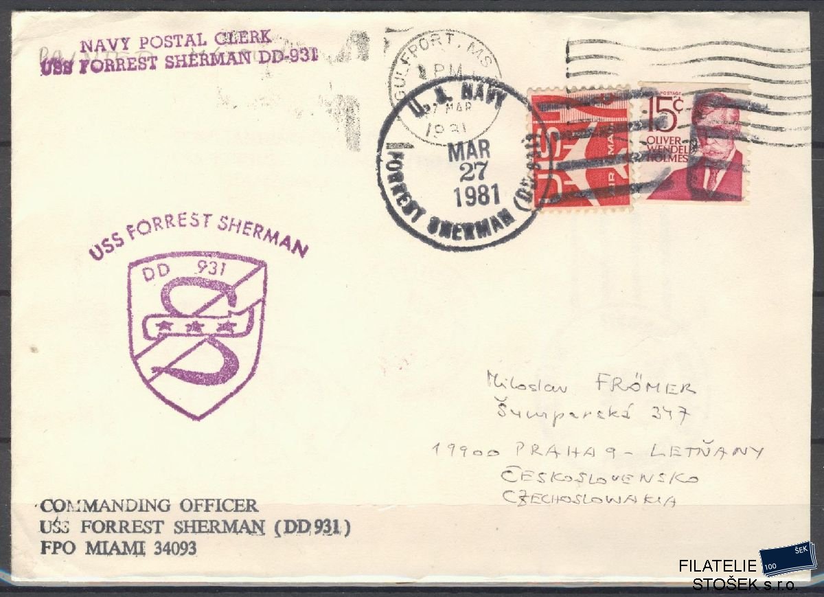 Lodní pošta celistvosti - USA - USS Forrest Sherman