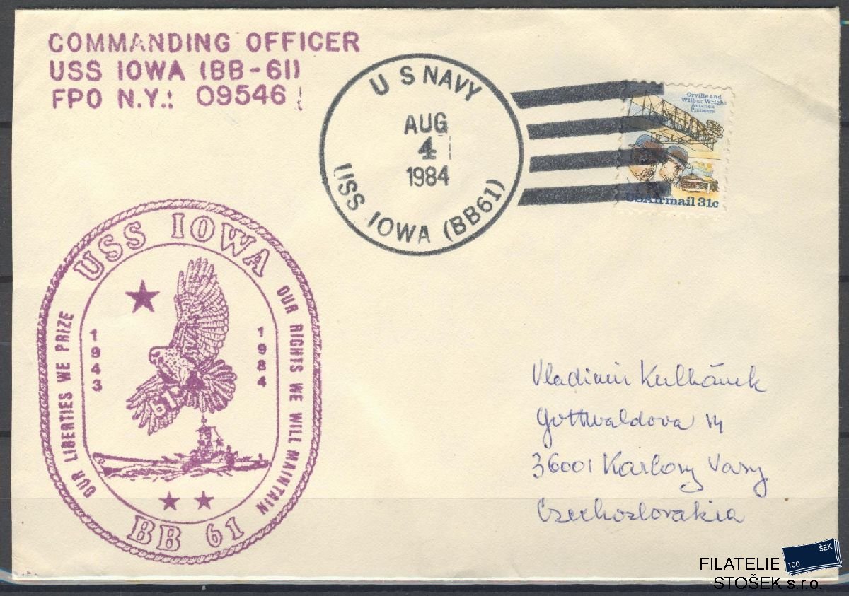Lodní pošta celistvosti - USA - USS Iowa
