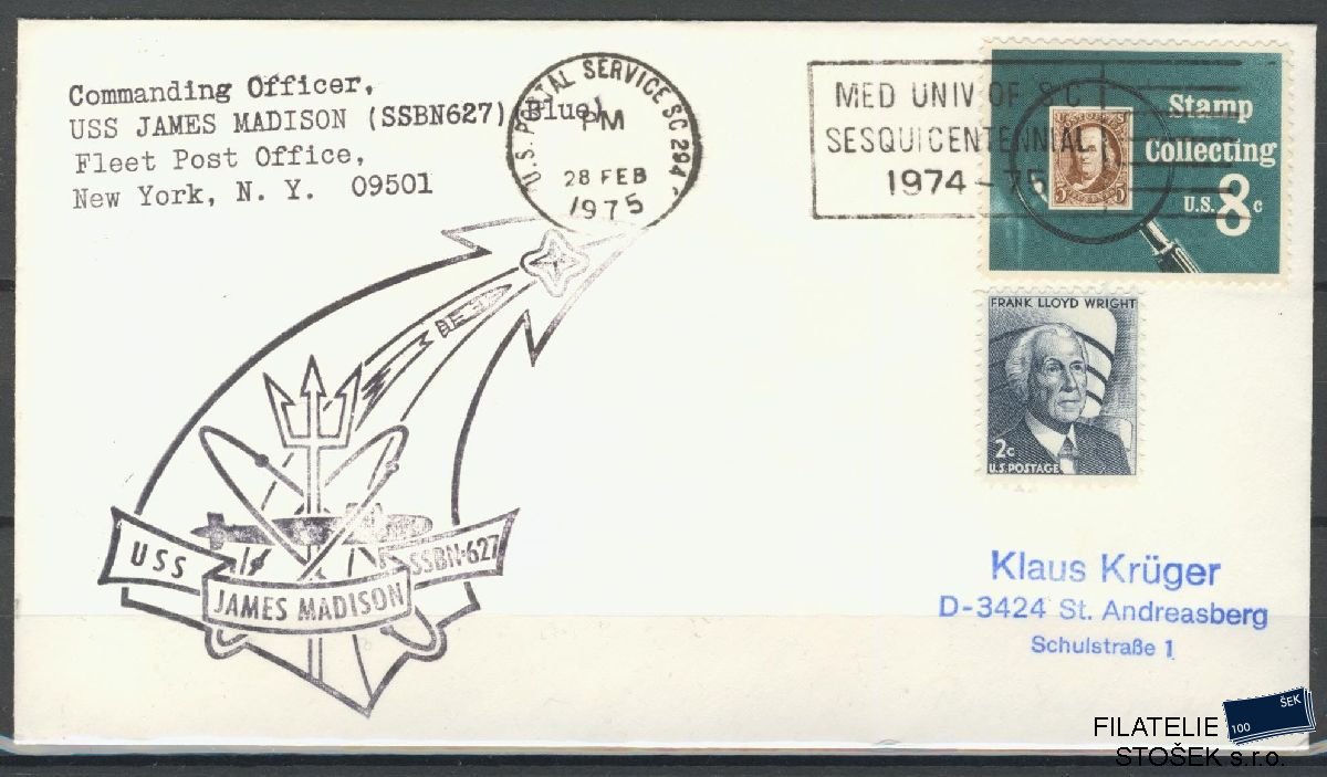 Lodní pošta celistvosti - USA - USS James Madison