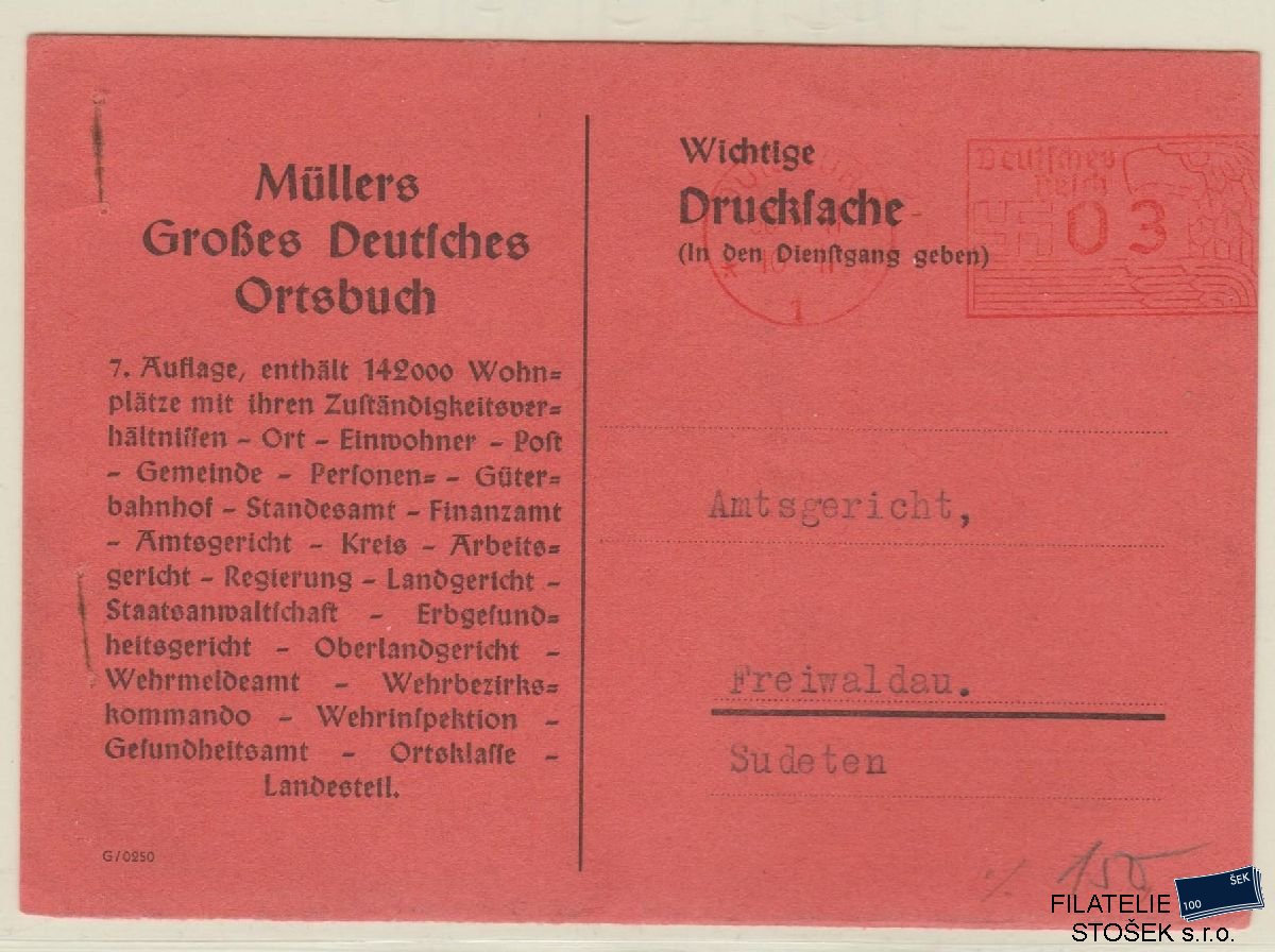 Deutsches Reich celistvost - Ortsbuch - Freiwaldau
