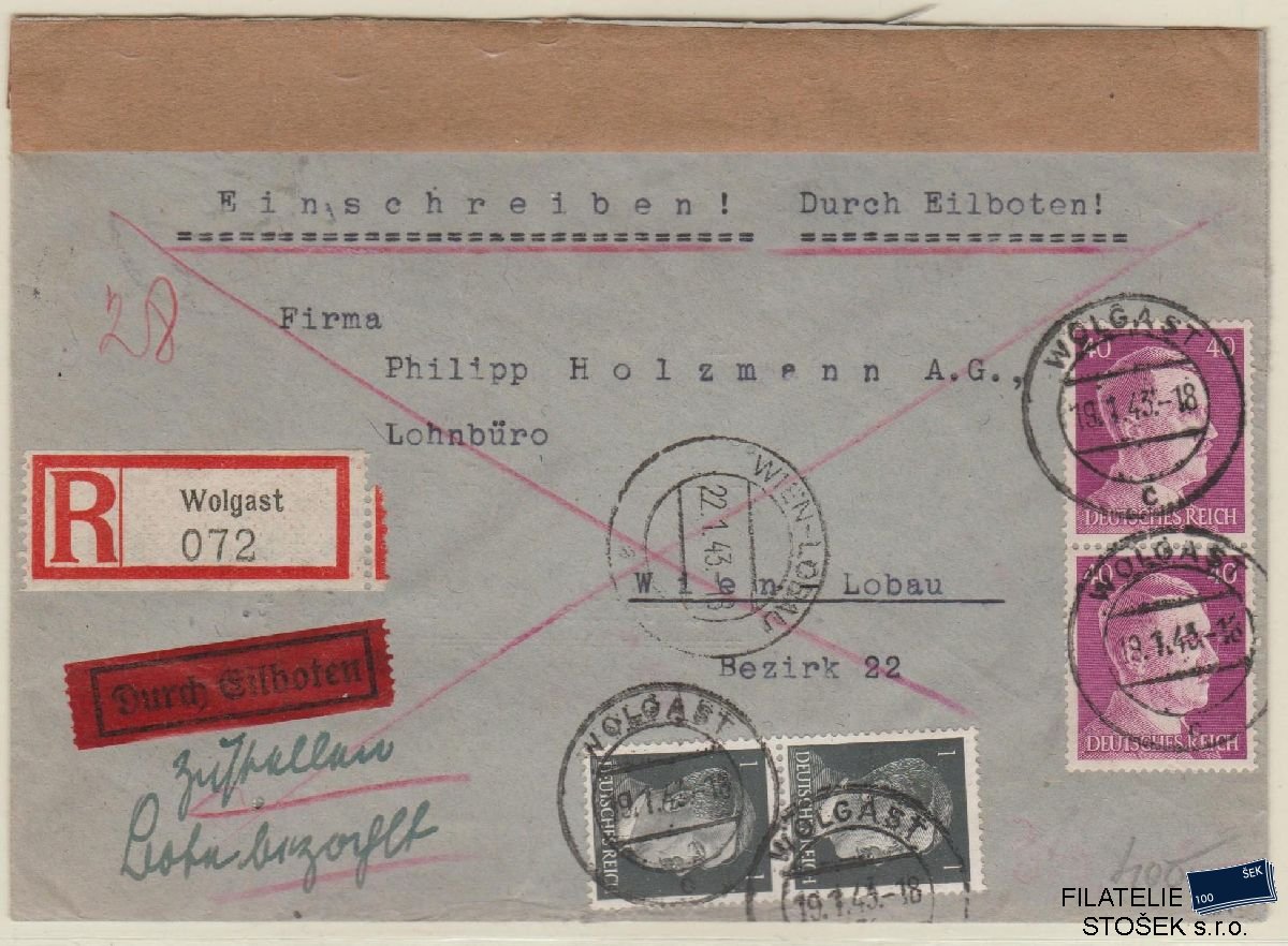 Deutsches Reich celistvost - Wolgast - Wien