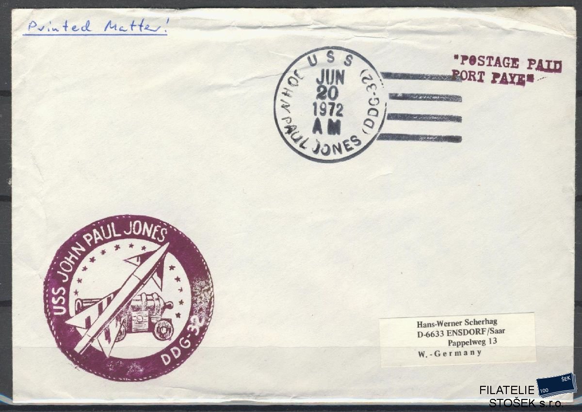 Lodní pošta celistvosti - USA - USS John Paul Jones