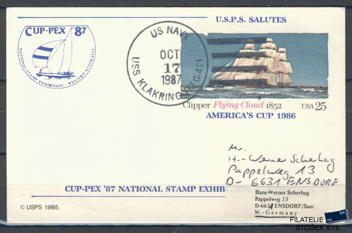Lodní pošta celistvosti - USA - USS Klakring