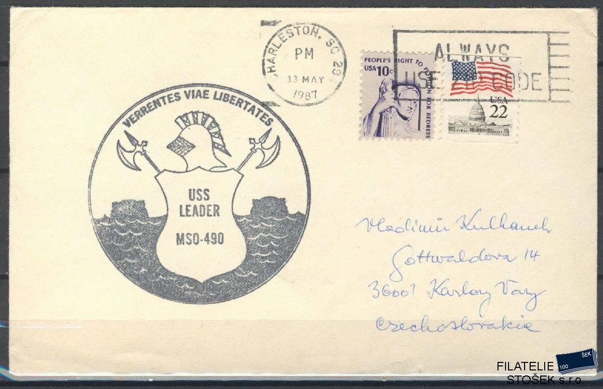 Lodní pošta celistvosti - USA - USS Leader