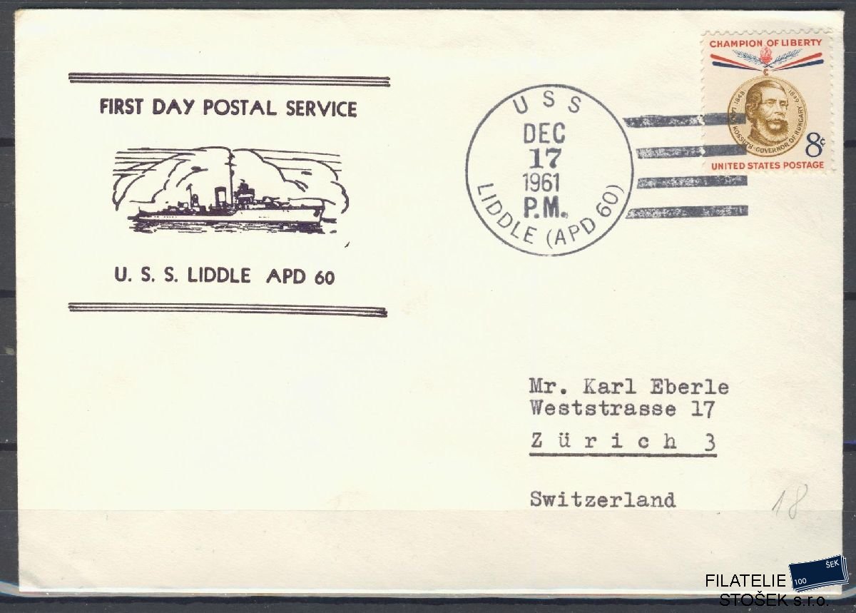 Lodní pošta celistvosti - USA - USS Liddle