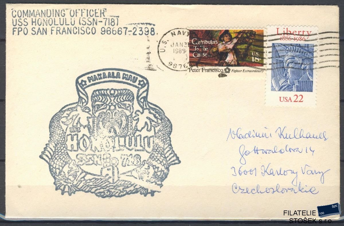 Lodní pošta celistvosti - USA - USS Honolulu