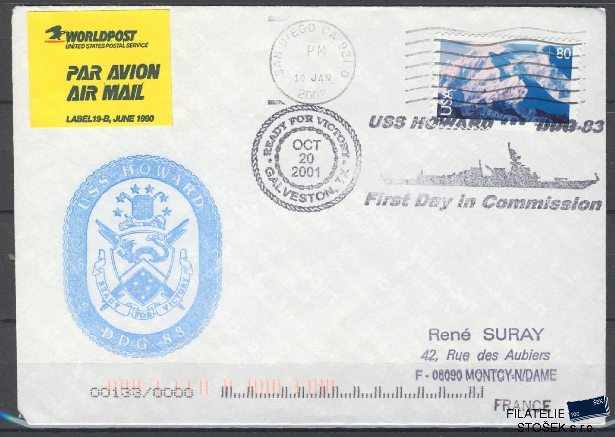 Lodní pošta celistvosti - USA - USS Howard
