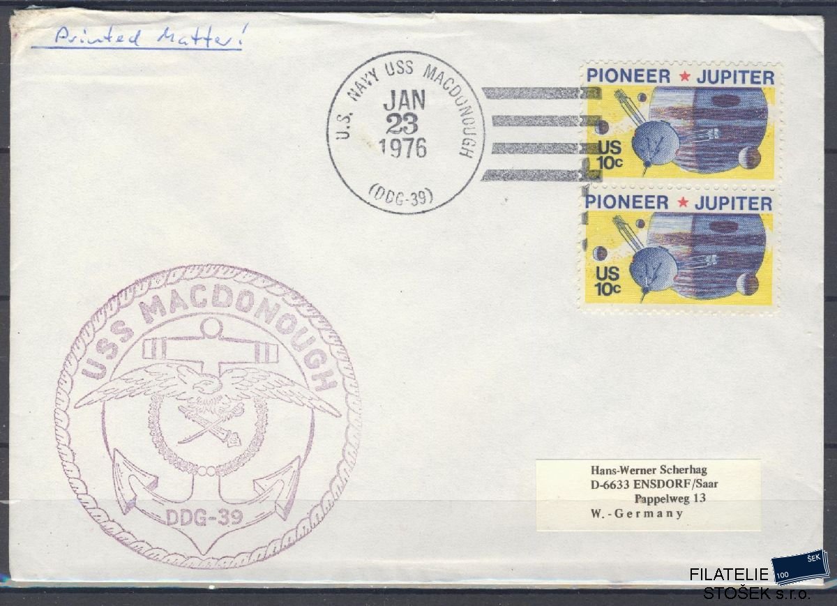 Lodní pošta celistvosti - USA - USS Macdonough