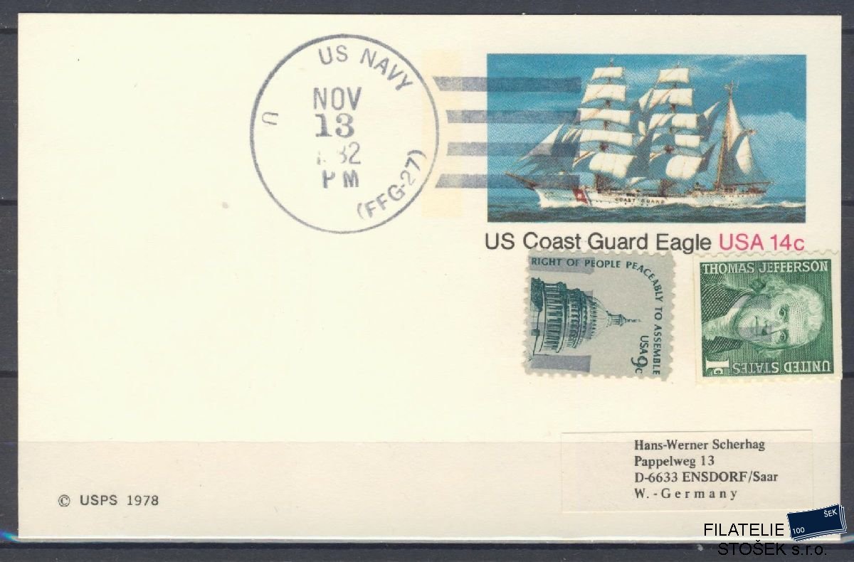 Lodní pošta celistvosti - USA - USS Mahlon S Tisdale