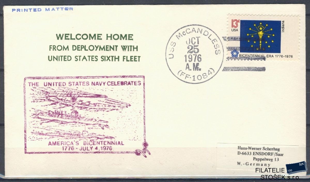 Lodní pošta celistvosti - USA - USS Mc Candless