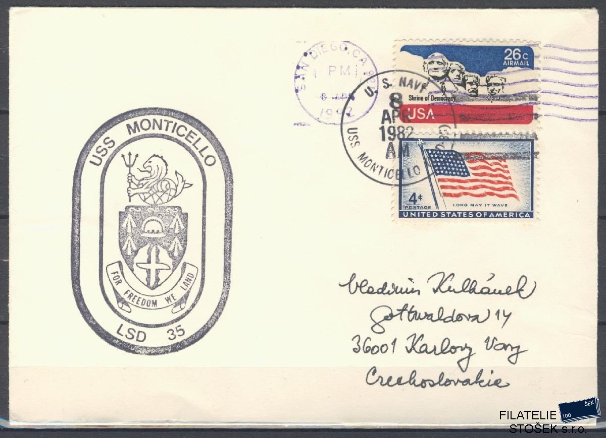 Lodní pošta celistvosti - USA - USS Monticello