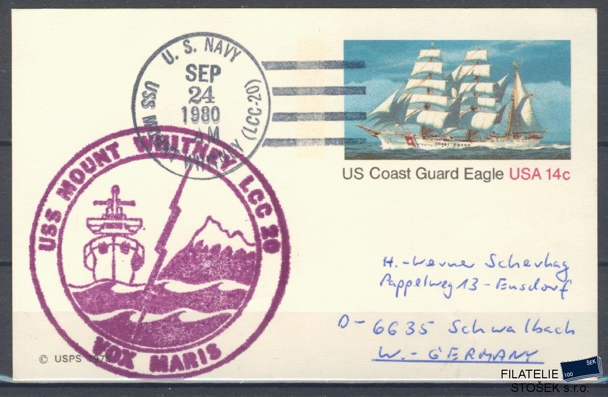 Lodní pošta celistvosti - USA - USS Mount Whitney