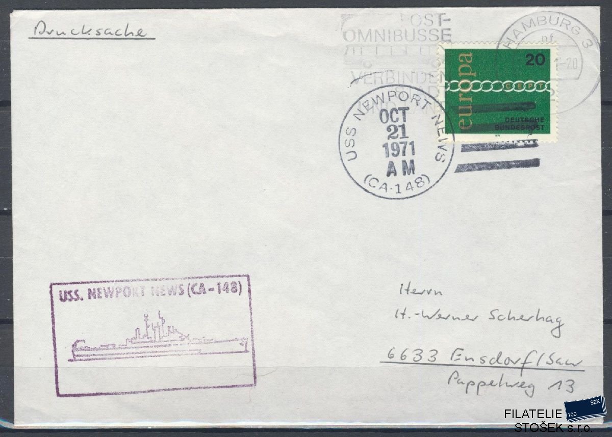 Lodní pošta celistvosti - USA - USS Newport