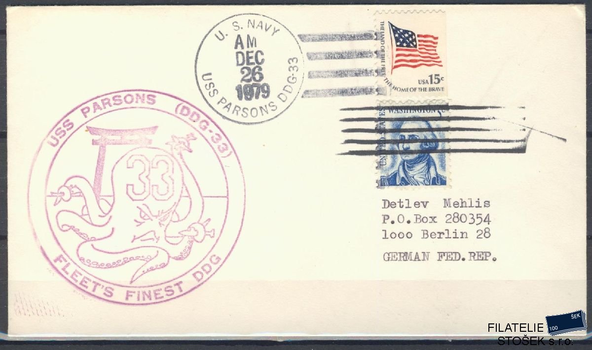 Lodní pošta celistvosti - USA - USS Parsons