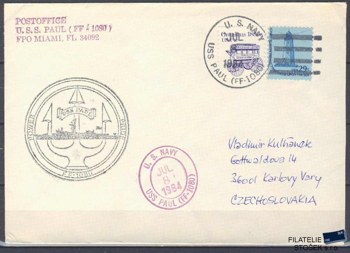 Lodní pošta celistvosti - USA - USS Paul