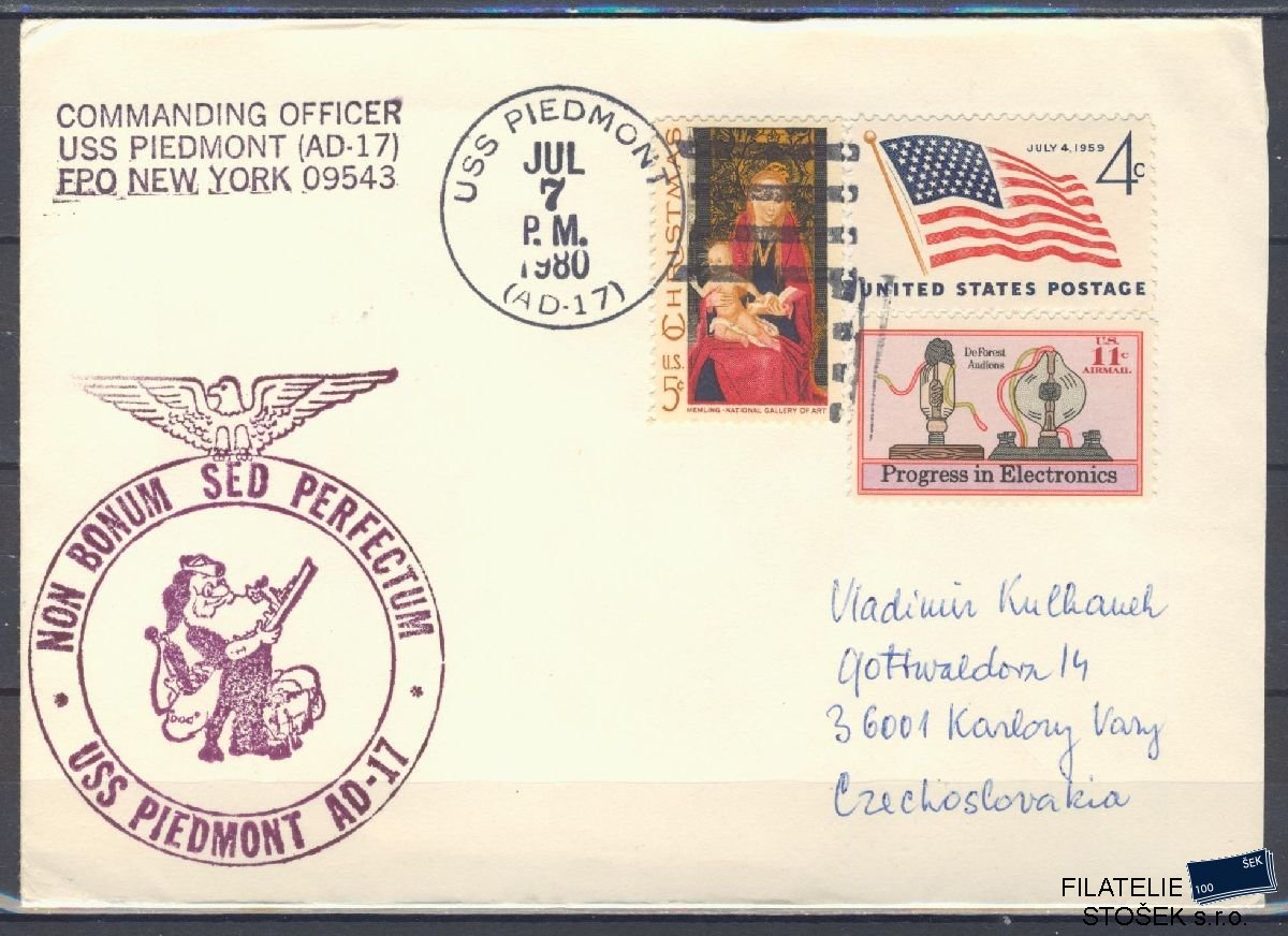 Lodní pošta celistvosti - USA - USS Piedmont