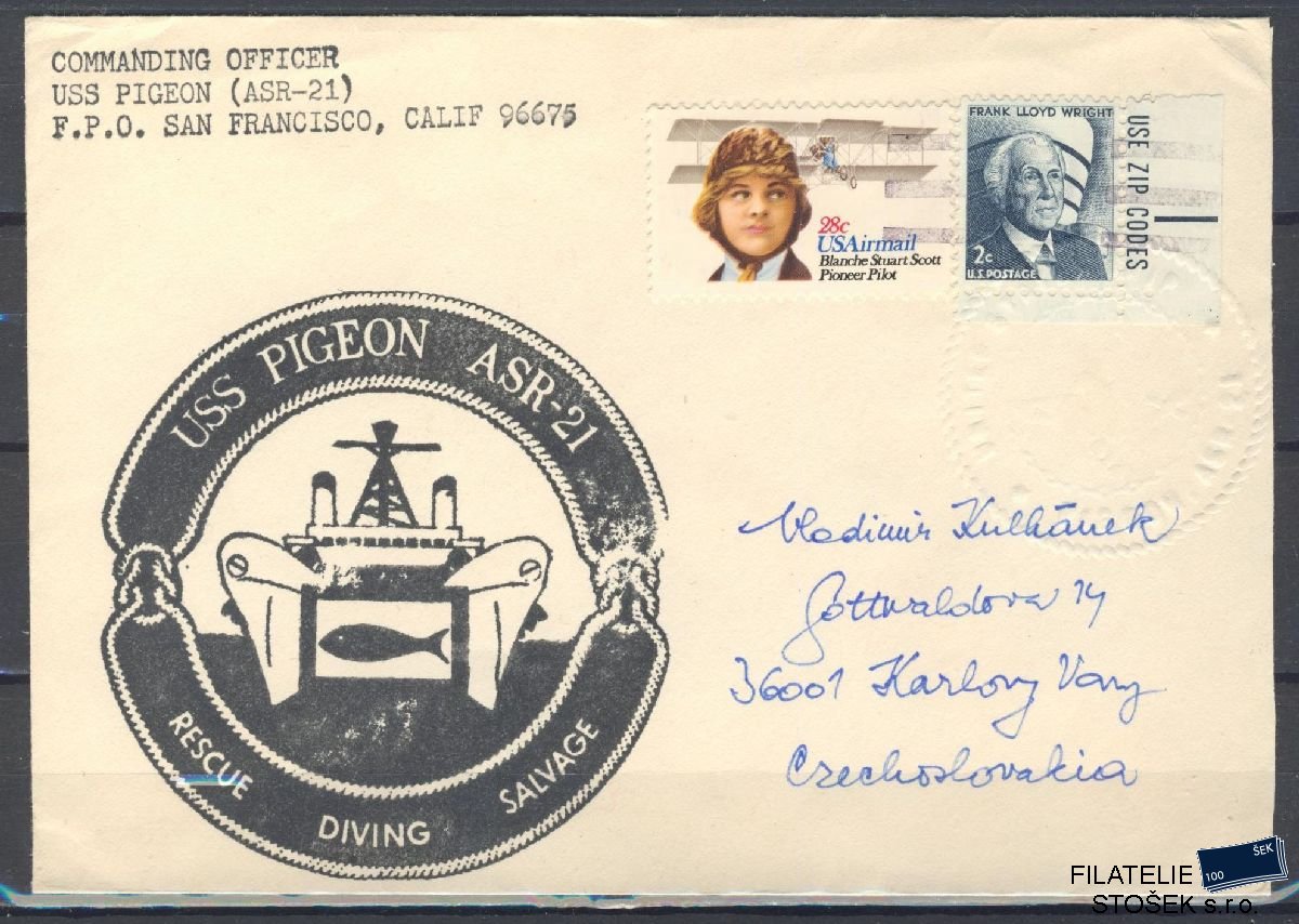 Lodní pošta celistvosti - USA - USS Pigeon