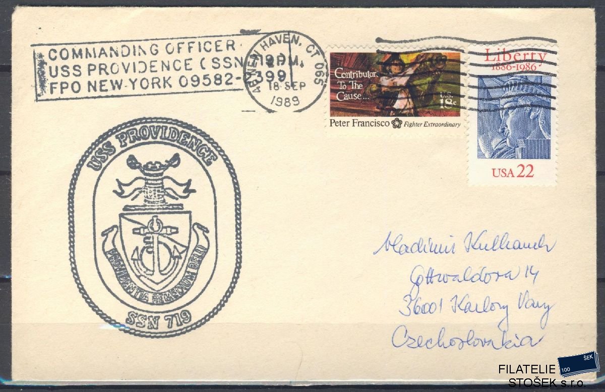 Lodní pošta celistvosti - USA - USS Providence