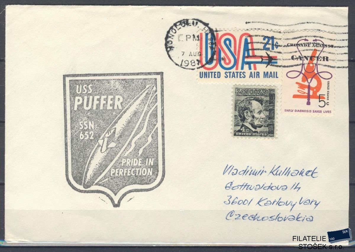 Lodní pošta celistvosti - USA - USS Puffer