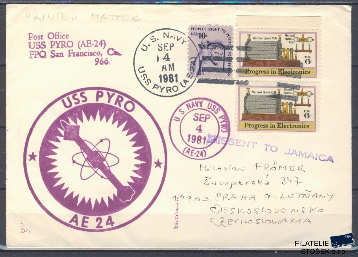 Lodní pošta celistvosti - USA - USS Pyro