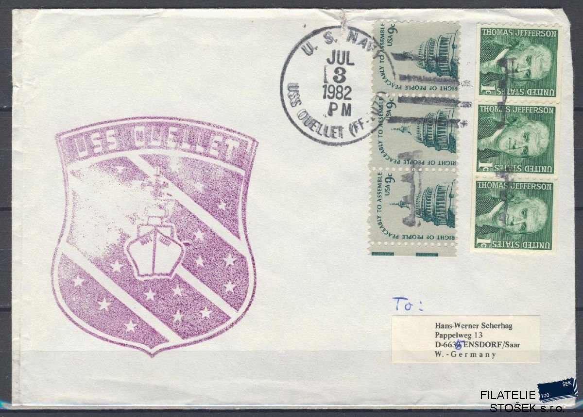 Lodní pošta celistvosti - USA - USS Ouellet