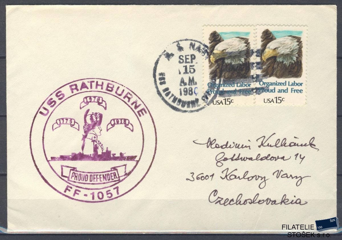 Lodní pošta celistvosti - USA - USS Rathburne