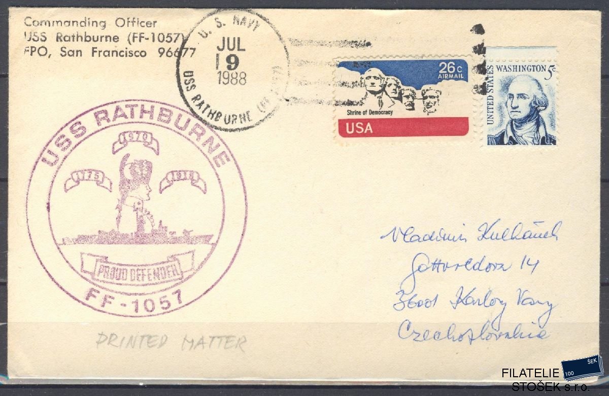 Lodní pošta celistvosti - USA - USS Rathburne