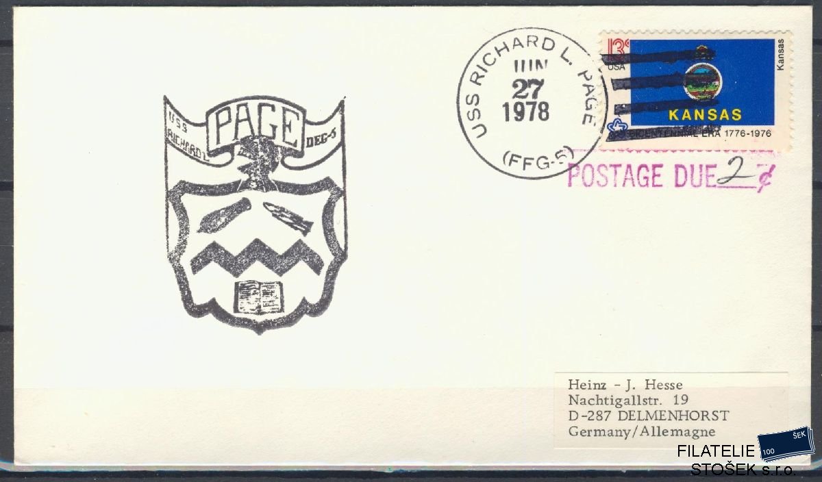 Lodní pošta celistvosti - USA - USS Richard L Page