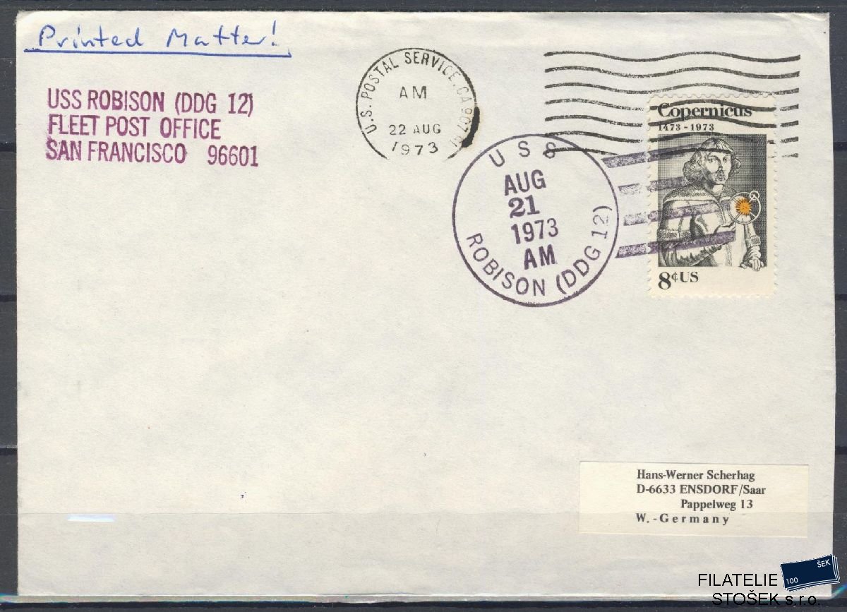 Lodní pošta celistvosti - USA - USS Robison