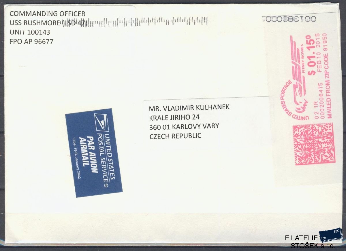 Lodní pošta celistvosti - USA - USS Rushmore