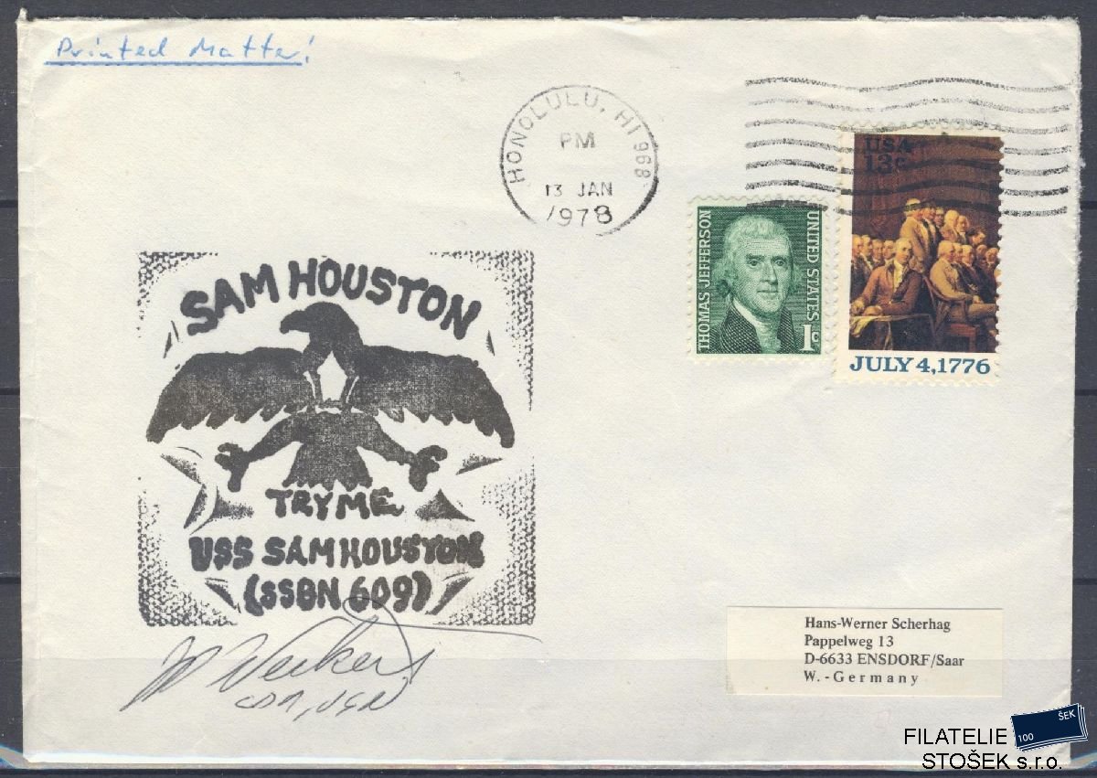 Lodní pošta celistvosti - USA - USS Sam Houston