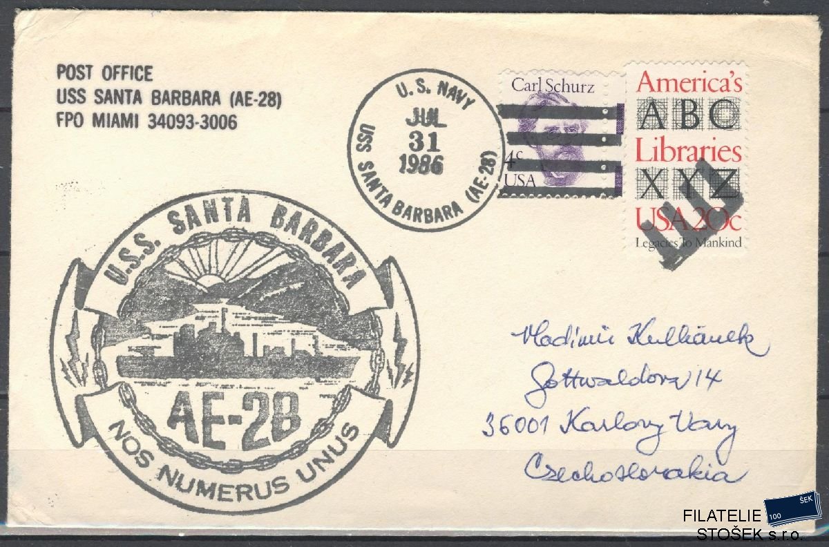 Lodní pošta celistvosti - USA - USS Santa Barbara