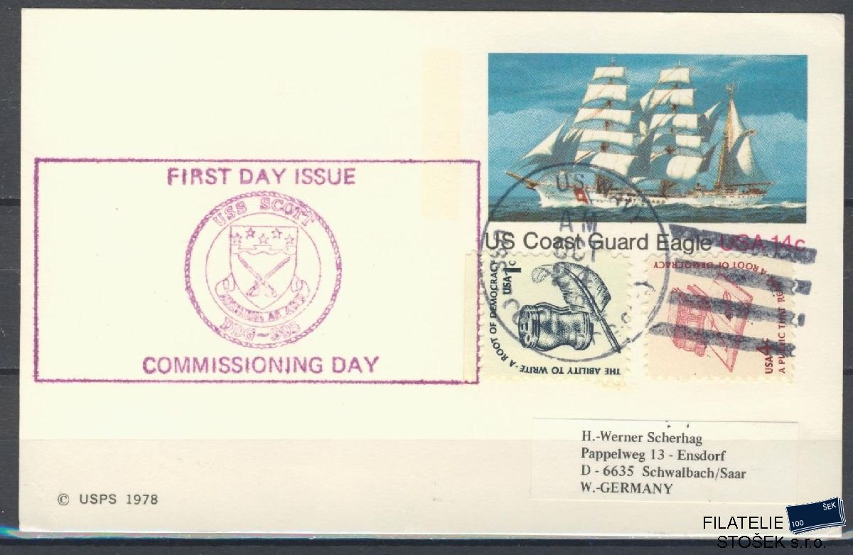 Lodní pošta celistvosti - USA - USS Scott