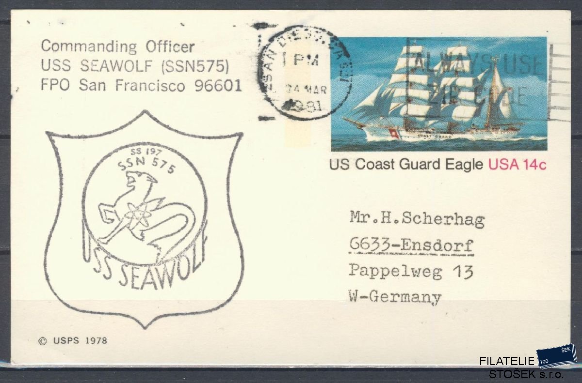 Lodní pošta celistvosti - USA - USS Seawolf