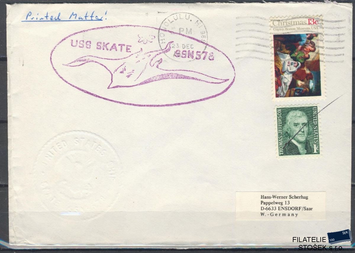 Lodní pošta celistvosti - USA - USS Skate