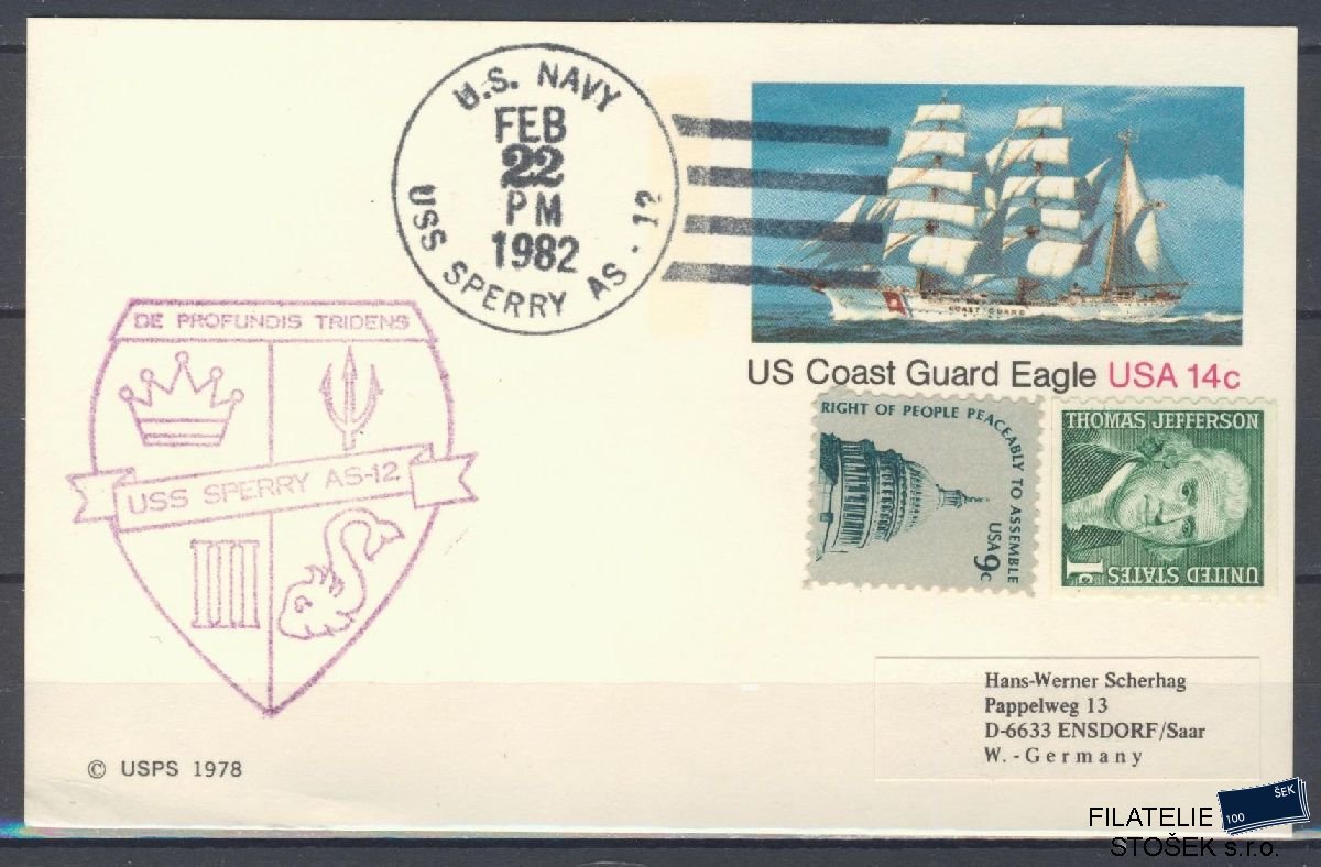 Lodní pošta celistvosti - USA - USS Sperry