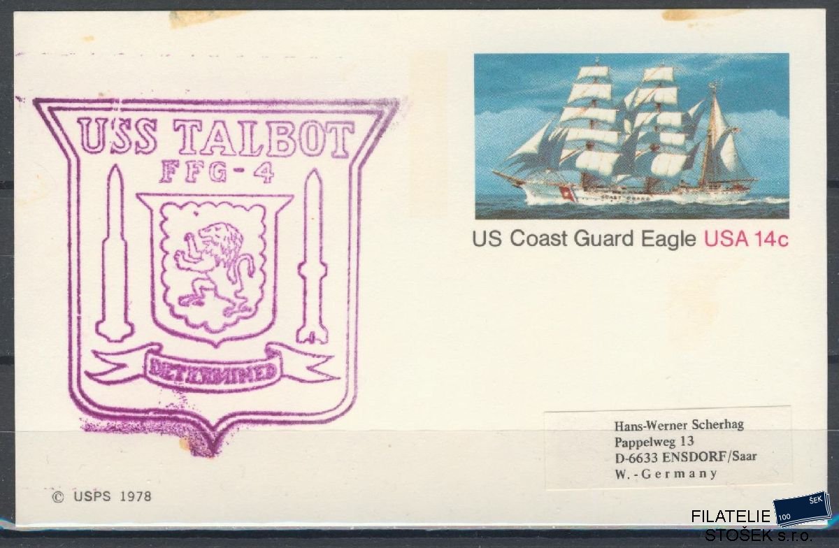 Lodní pošta celistvosti - USA - USS Talbot
