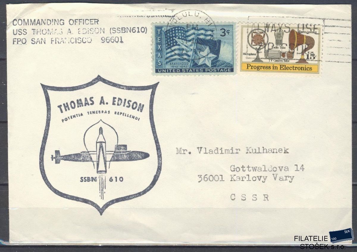 Lodní pošta celistvosti - USA - USS Thomas A. Edison