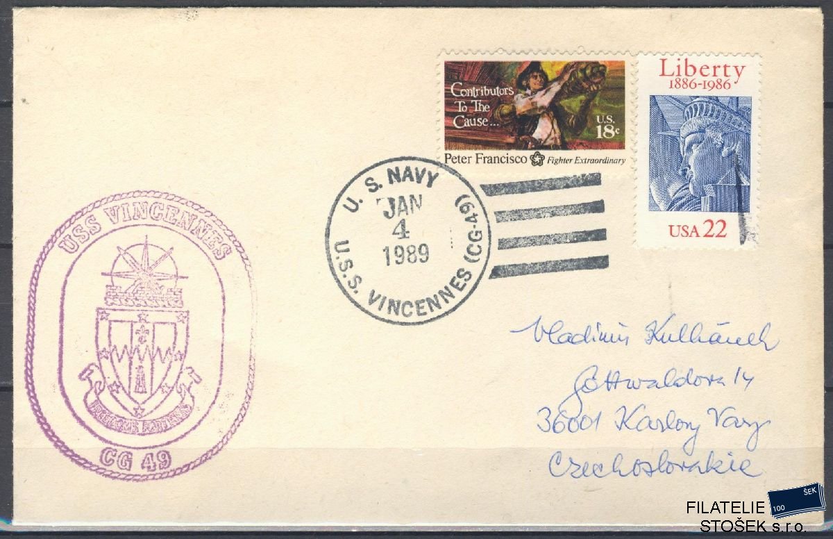 Lodní pošta celistvosti - USA - USS Vincennes