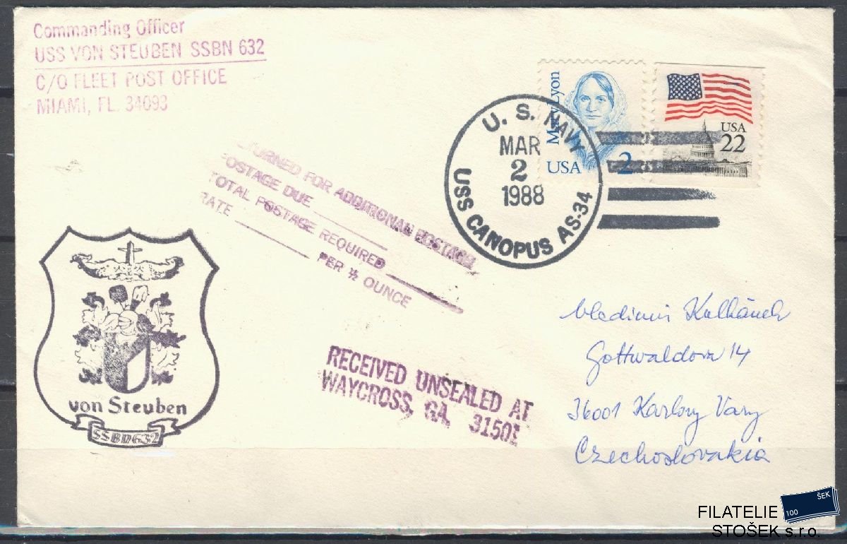 Lodní pošta celistvosti - USA - USS Von Steuben