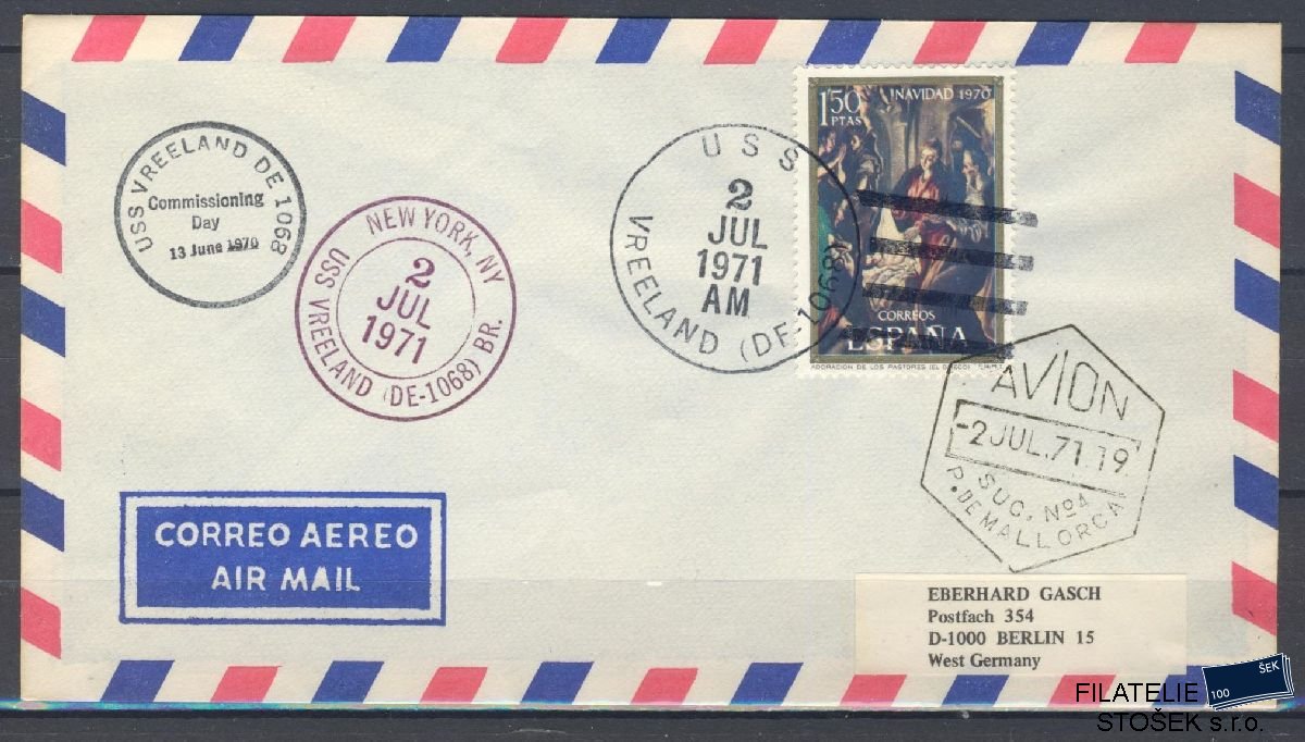 Lodní pošta celistvosti - USA - USS Vreeland